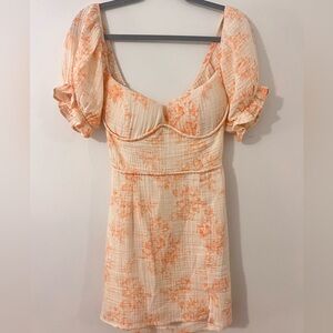 Olivaceous Dress in Orange floral pattern